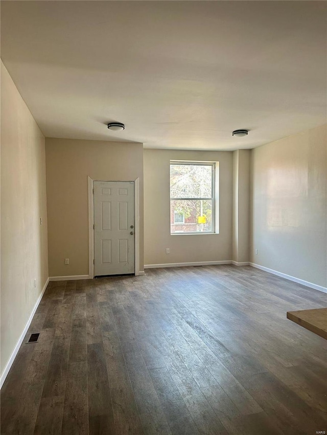 empty room with dark wood-type flooring