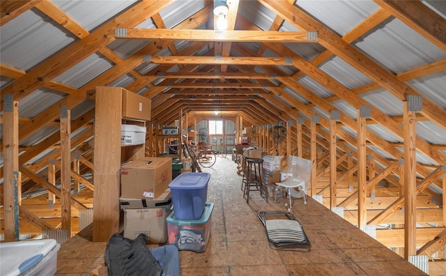 view of unfinished attic