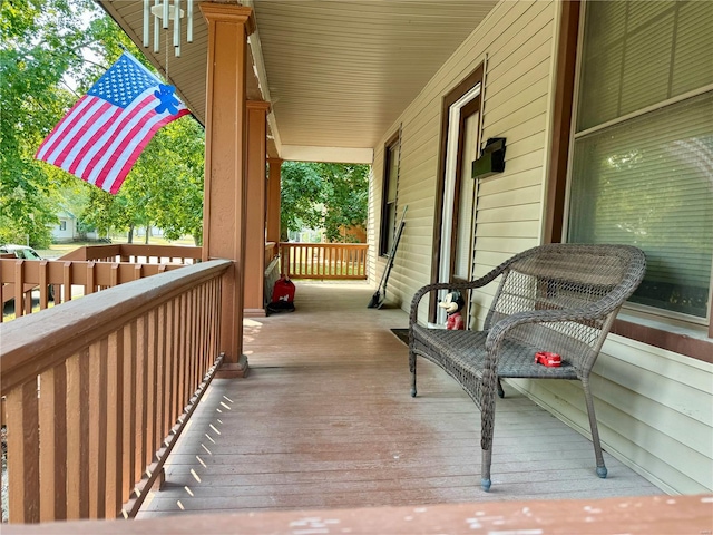 deck featuring a porch