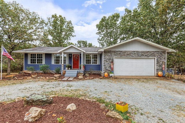 single story home with a garage