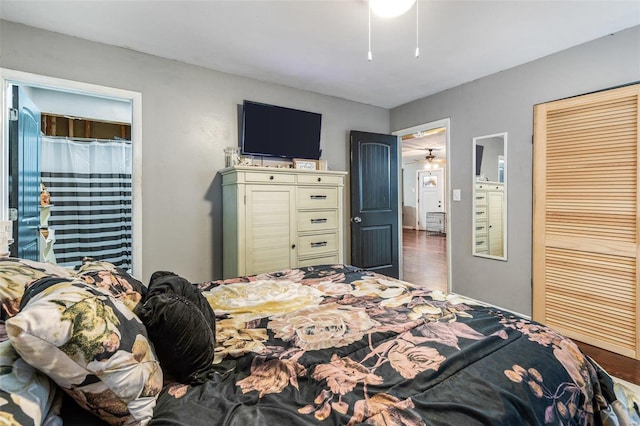 bedroom featuring dark wood-type flooring