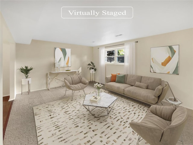 living room with light hardwood / wood-style flooring