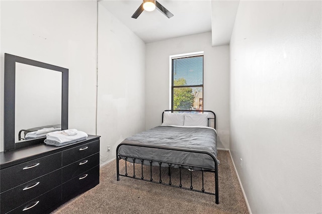 bedroom featuring carpet and ceiling fan