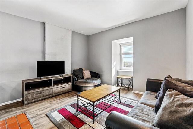 living room with light wood-type flooring