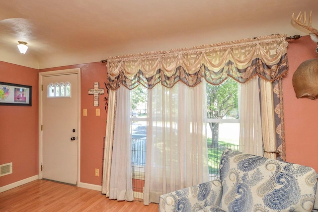 entryway with hardwood / wood-style floors