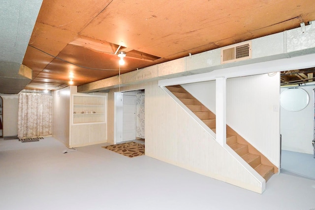 basement featuring built in features