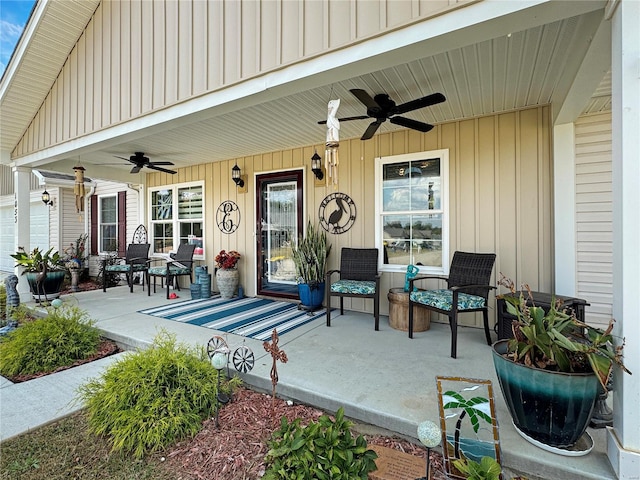 view of patio with ceiling fan