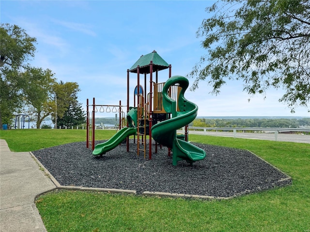 view of playground with a yard