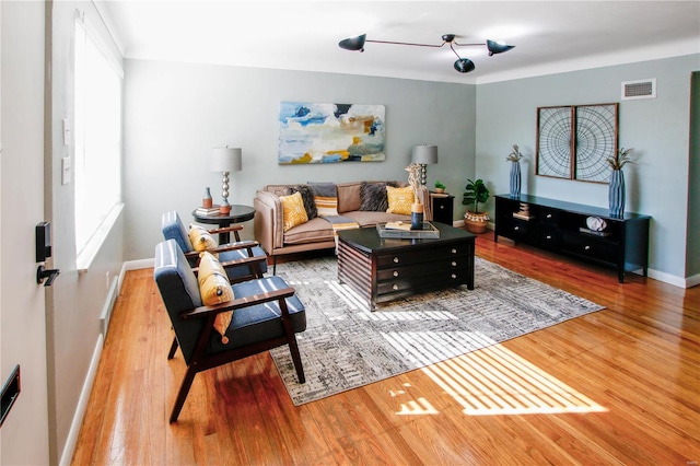 living room featuring hardwood / wood-style flooring and plenty of natural light