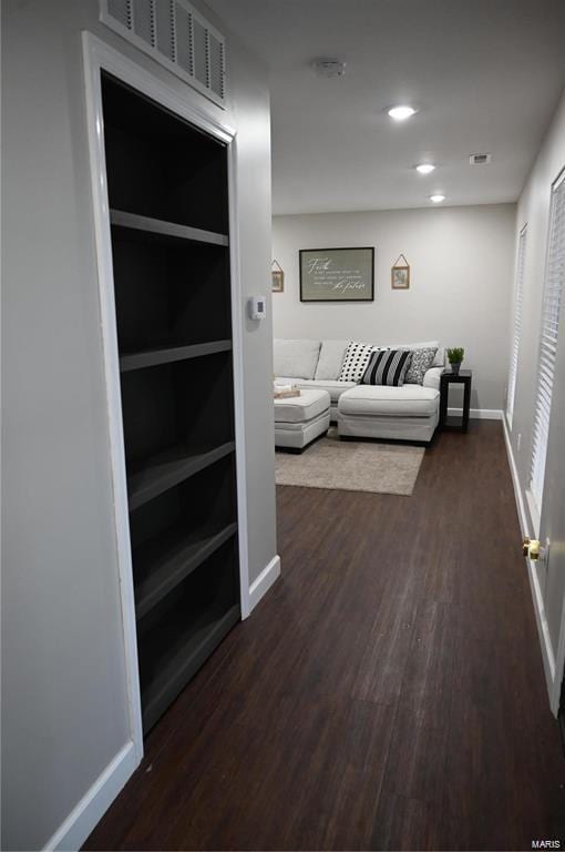 interior space featuring dark wood-type flooring