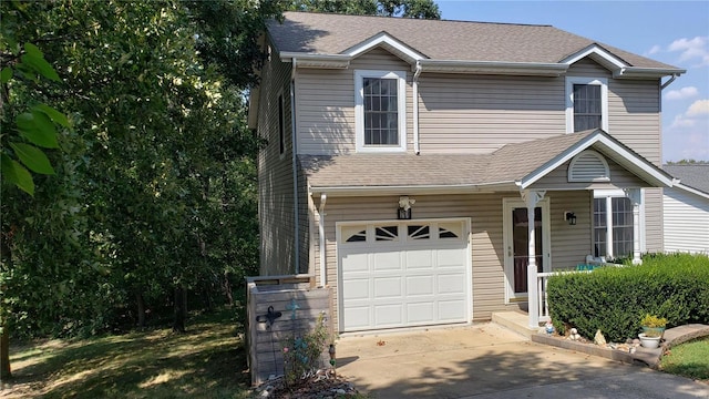 view of front of house with a garage