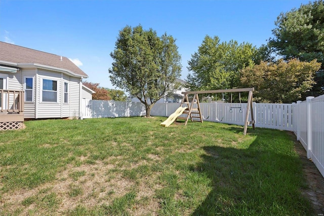 view of yard featuring a playground