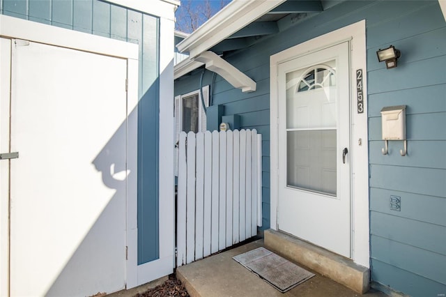 doorway to property with radiator