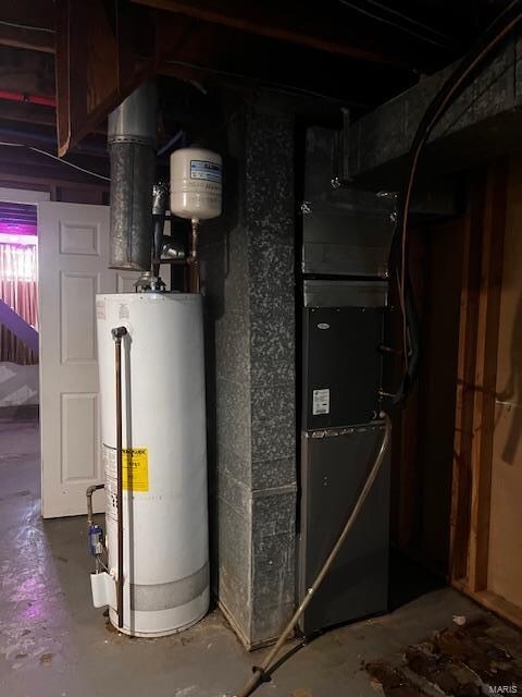 utility room featuring water heater