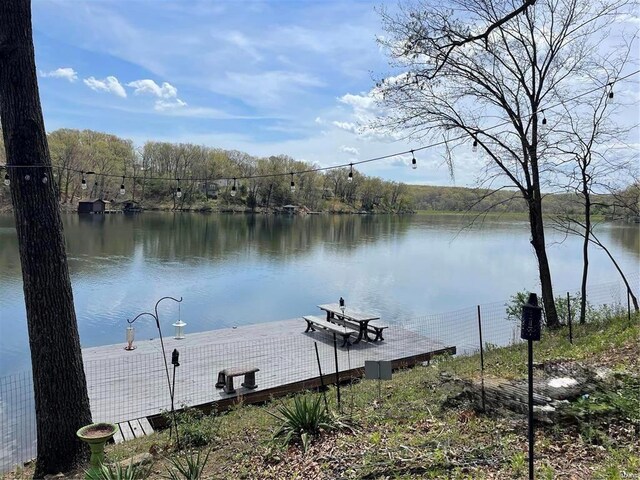 view of dock featuring a water view