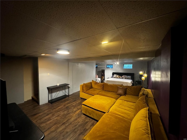 living room with hardwood / wood-style flooring