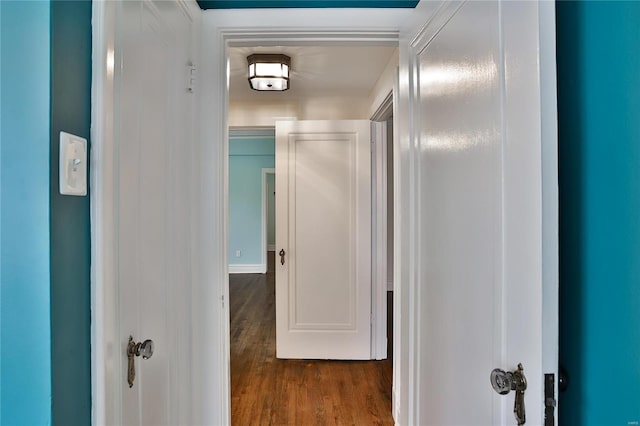 hall featuring dark hardwood / wood-style floors