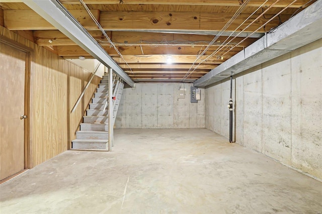 basement with electric panel