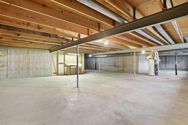 basement with water heater