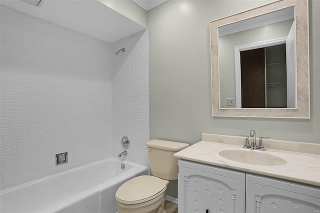 full bathroom featuring vanity, toilet, and bathing tub / shower combination