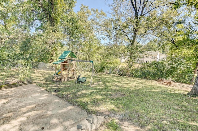 view of yard with a playground