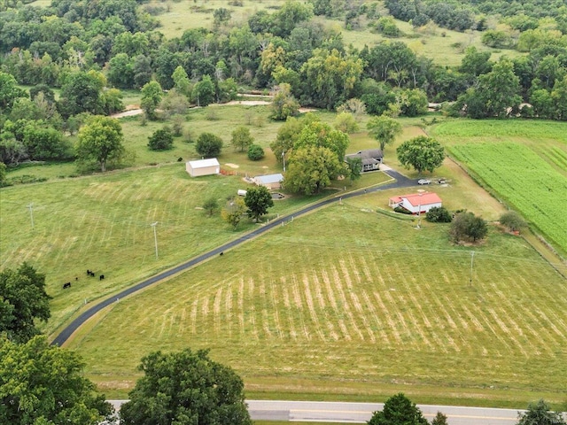 aerial view featuring a rural view