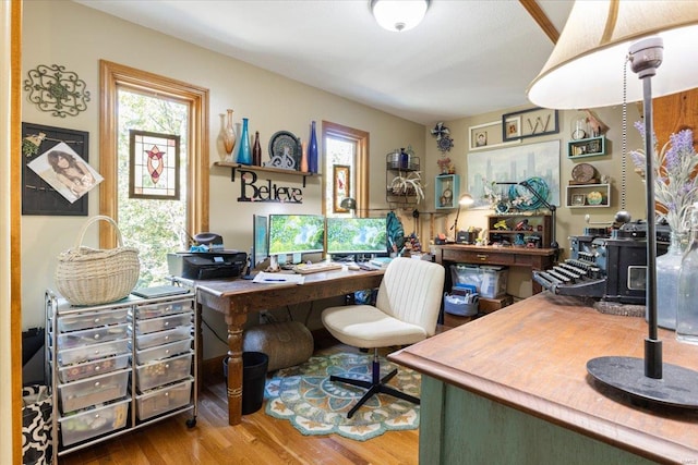 office area featuring hardwood / wood-style floors