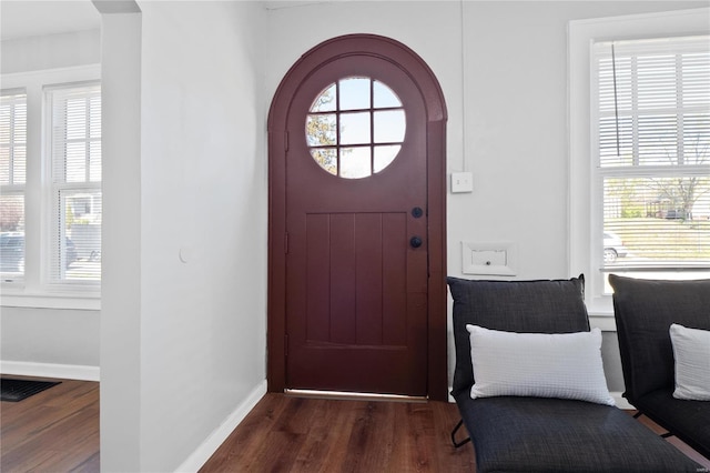 foyer entrance with dark wood-type flooring