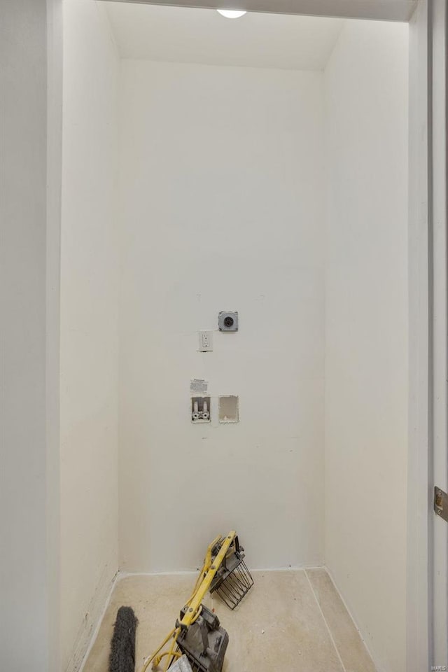 clothes washing area featuring hookup for an electric dryer and washer hookup