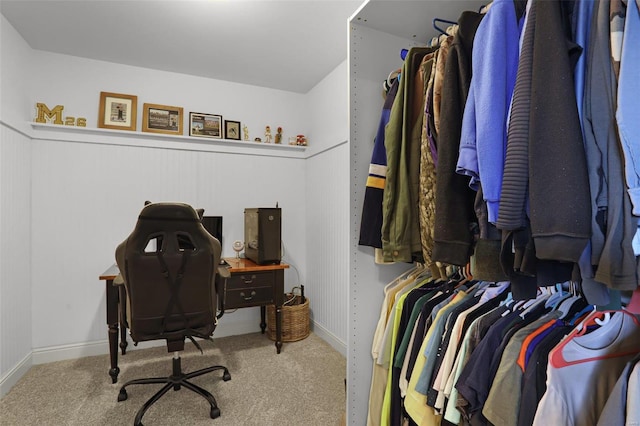 spacious closet featuring carpet floors