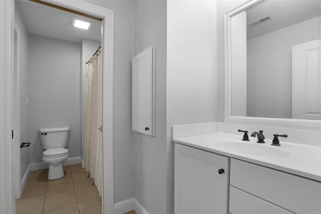 bathroom featuring tile patterned floors, vanity, and toilet