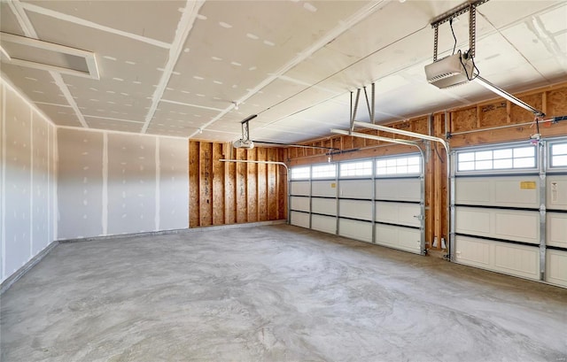 garage with a garage door opener