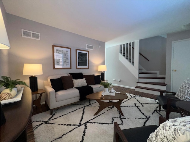 living room with hardwood / wood-style floors