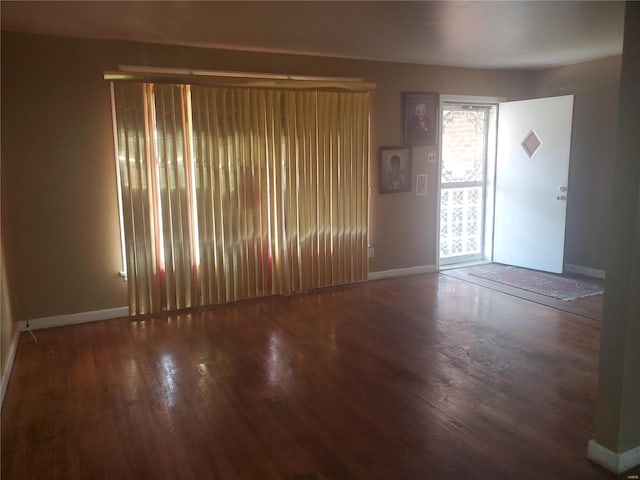 spare room featuring wood-type flooring