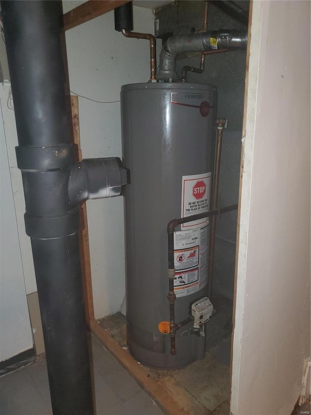 utility room with water heater