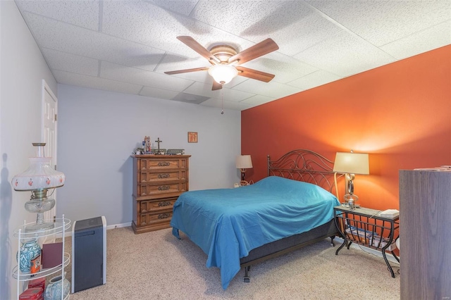 bedroom featuring ceiling fan and carpet flooring