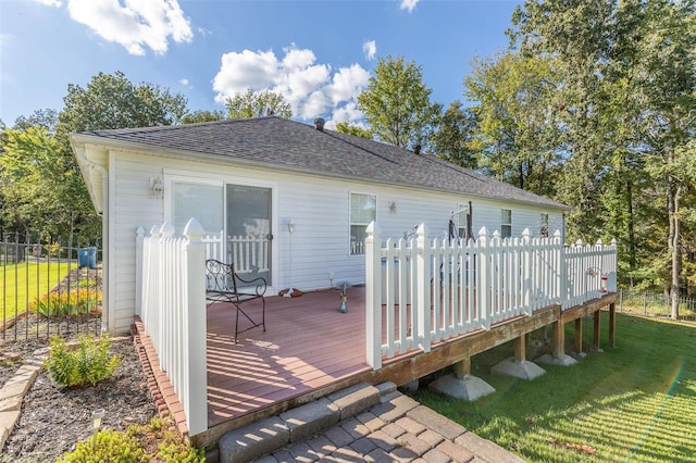 deck with a lawn