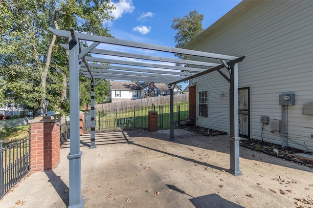 view of patio / terrace featuring a pergola