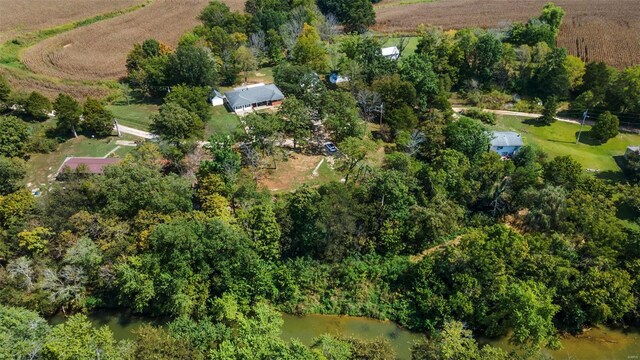 birds eye view of property featuring a rural view