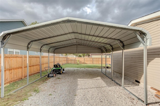 view of parking with a carport