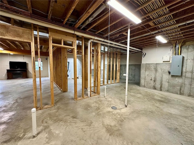 basement with electric panel