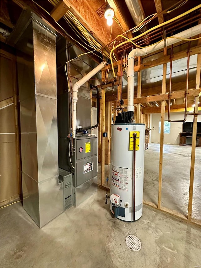 utility room with water heater