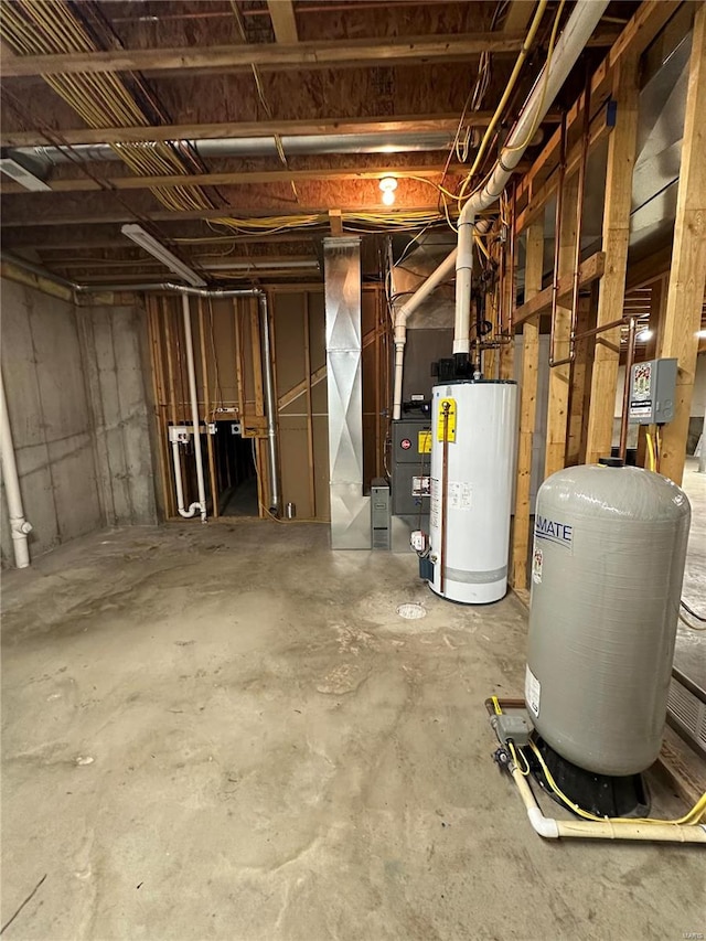 basement with gas water heater