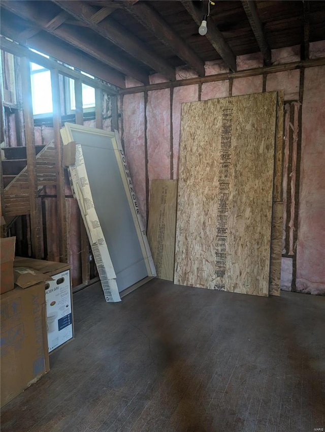 basement featuring hardwood / wood-style flooring