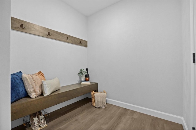 mudroom with hardwood / wood-style flooring