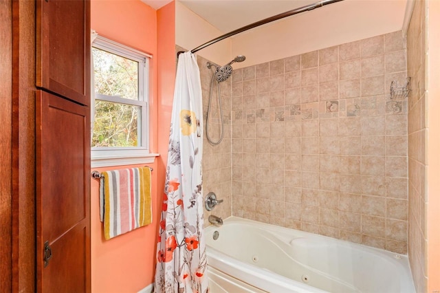 bathroom with shower / tub combo with curtain