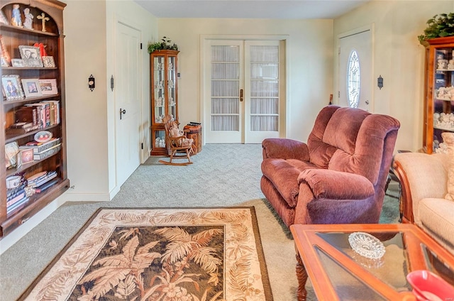 living room featuring carpet floors