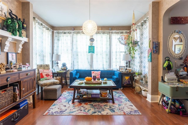 living room featuring wood-type flooring