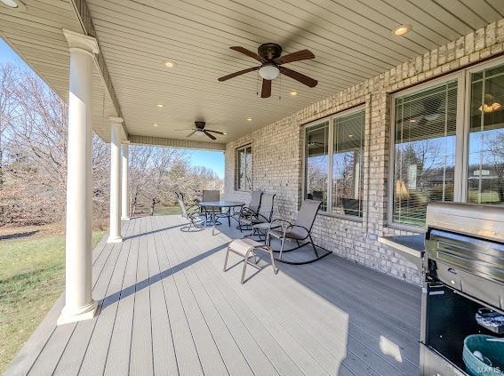 deck featuring ceiling fan