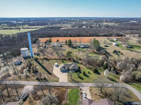 drone / aerial view with a rural view